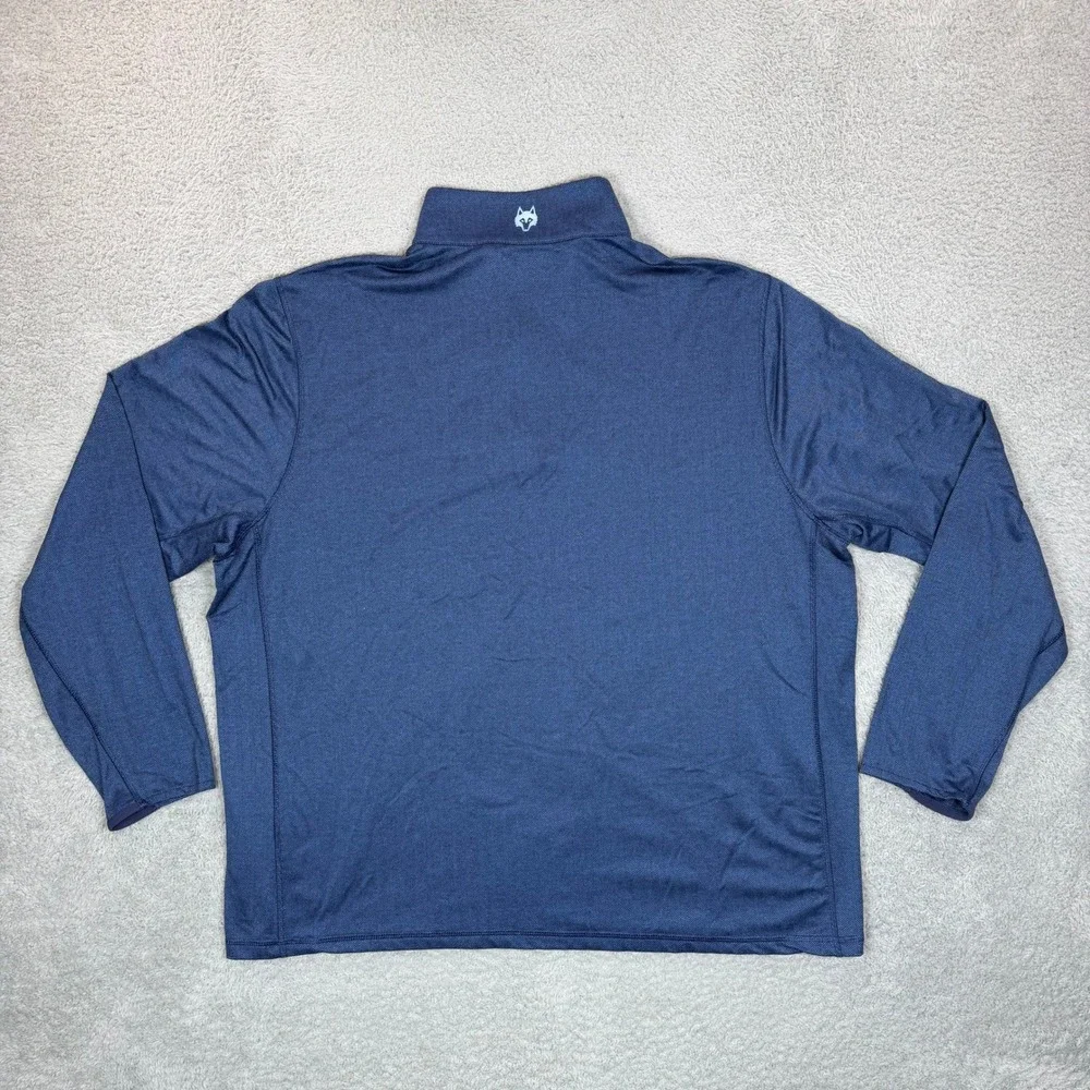 Greyson Mens 3XL Quarter Zip Pullover Navy Blue Herringbone Golf Sweater Mock